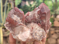 Natural Red Hematoid Quartz Clusters x 3 From Karoi, Zimbabwe