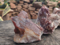 Natural Red Hematoid Quartz Clusters x 3 From Karoi, Zimbabwe