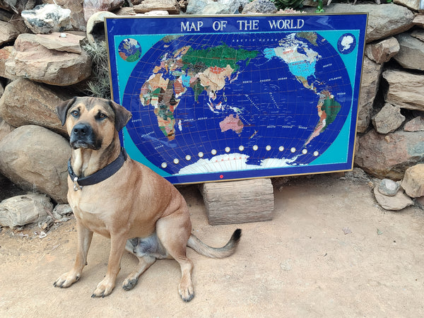 Hand Made Lapis Lazuli World Map With Time Zone Clocks x 1 From China