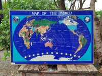 Hand Made Lapis Lazuli World Map With Time Zone Clocks x 1 From China