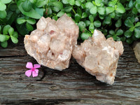 Natural Smokey Phantom Quartz Clusters x 2 From Luena, Congo