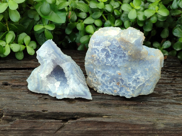 Natural Etched Blue Chalcedony Specimens x 2 From Nsanje, Malawi