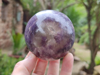 Polished Lepidolite with Pink Rubellite Spheres x 4 From Ambatondrazaka, Madagascar