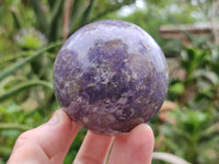 Polished Lepidolite with Pink Rubellite Spheres x 4 From Ambatondrazaka, Madagascar