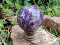 Polished Lepidolite with Pink Rubellite Spheres x 4 From Ambatondrazaka, Madagascar