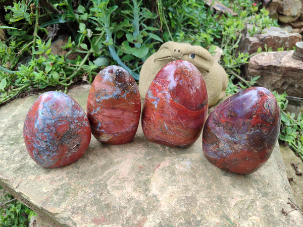 Polished Red Jasper Standing Free Forms x 4 From Madagascar