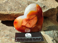 Polished Carnelian Gemstone Hearts x 4 From Madagascar