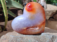 Polished Carnelian Gemstone Hearts x 4 From Madagascar