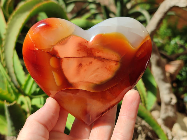 Polished Carnelian Gemstone Hearts x 4 From Madagascar