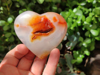 Polished Carnelian Gemstone Hearts x 4 From Madagascar