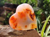 Polished Carnelian Gemstone Hearts x 4 From Madagascar