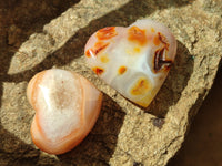 Polished Carnelian Gemstone Hearts x 4 From Madagascar