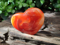 Polished Carnelian Gemstone Hearts x 4 From Madagascar