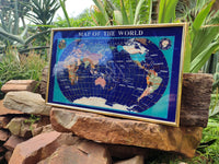 Hand Made Lapis Lazuli Framed Map of the World - Sold Per Item - From Afghanistan