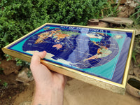 Hand Made Lapis Lazuli Framed Map of the World - Sold Per Item - From Afghanistan