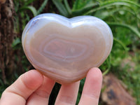 Polished Banded Agate Gemstone Hearts x 6 From Madagascar