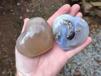 Polished Banded Agate Gemstone Hearts x 6 From Madagascar