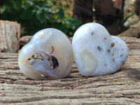 Polished Banded Agate Gemstone Hearts x 6 From Madagascar