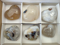 Polished Banded Agate Gemstone Hearts x 6 From Madagascar