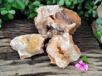 Natural Limonite Quartz Geode Clusters x 3 From Solwezi, Zambia