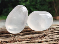 Polished Girasol Pearl Quartz Palm Stones x 12 From Madagascar