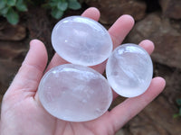 Polished Girasol Pearl Quartz Palm Stones x 12 From Madagascar