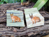 Hand Made Lynx / Caracal Decoupage on Butter Jade Stone Slabs - sold per item - From South Africa