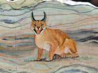 Hand Made Lynx / Caracal Decoupage on Butter Jade Stone Slabs - sold per item - From South Africa