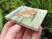 Hand Made Lynx / Caracal Decoupage on Butter Jade Stone Slabs - sold per item - From South Africa