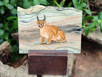 Hand Made Lynx / Caracal Decoupage on Butter Jade Stone Slabs - sold per item - From South Africa