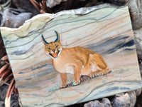 Hand Made Lynx / Caracal Decoupage on Butter Jade Stone Slabs - sold per item - From South Africa