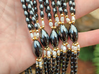 Polished Hematite and Freshwater Pearl Beaded Necklace - Sold Per Item - From Southern Africa