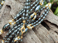 Polished Hematite and Freshwater Pearl Beaded Necklace - Sold Per Item - From Southern Africa