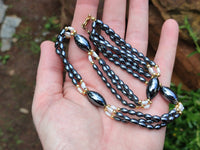 Polished Hematite and Freshwater Pearl Beaded Necklace - Sold Per Item - From Southern Africa