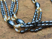 Polished Hematite and Freshwater Pearl Beaded Necklace - Sold Per Item - From Southern Africa