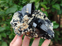 Natural Schorl Black Tourmaline with Opal Hyalite Specimens x 3 From Erongo, Namibia