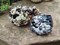 Natural Schorl Black Tourmaline with Opal Hyalite Specimens x 3 From Erongo, Namibia