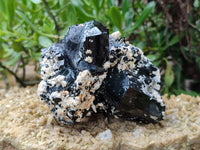 Natural Schorl Black Tourmaline with Opal Hyalite Specimens x 3 From Erongo, Namibia