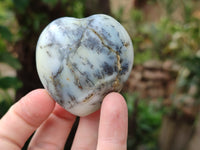 Polished Dendritic Opal Gemstone Hearts x 9 From Moralambo, Madagascar