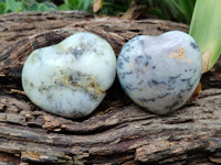 Polished Dendritic Opal Gemstone Hearts x 9 From Moralambo, Madagascar