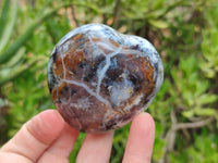 Polished Dendritic Opal Gemstone Hearts x 9 From Moralambo, Madagascar