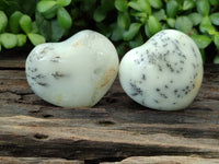 Polished Dendritic Opal Gemstone Hearts x 9 From Moralambo, Madagascar