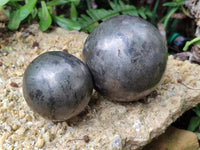 Polished Pharaoh Stone Spheres x 2 From Zimbabwe