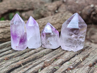 Polished Window Amethyst Quartz Crystals x 9 From Akansobe, Madagascar