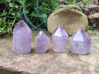 Polished Window Amethyst Quartz Crystals x 9 From Akansobe, Madagascar