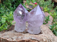 Polished Window Amethyst Quartz Crystals x 9 From Akansobe, Madagascar