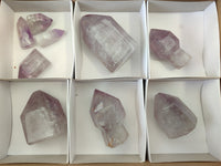 Polished Window Amethyst Quartz Crystals x 9 From Akansobe, Madagascar