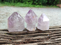 Polished Window Amethyst Quartz Crystals x 9 From Akansobe, Madagascar