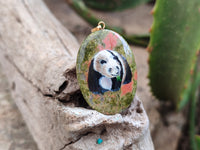 Polished Unakite Pendant with Hand Painted Panda - Sold Per Item - From South Africa