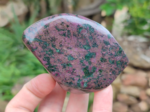 Polished Green Verdite and Ruby Corundum Standing Free Forms x 6 From Zimbabwe